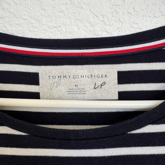 Tommy Hilfiger Black and White Striped Dress with Red Logo women’s size Medium - Picture 5 of 7